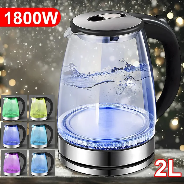 2.0L Glass Electric Kettle - 1500-1800W Fast Boil & LED Illumination3