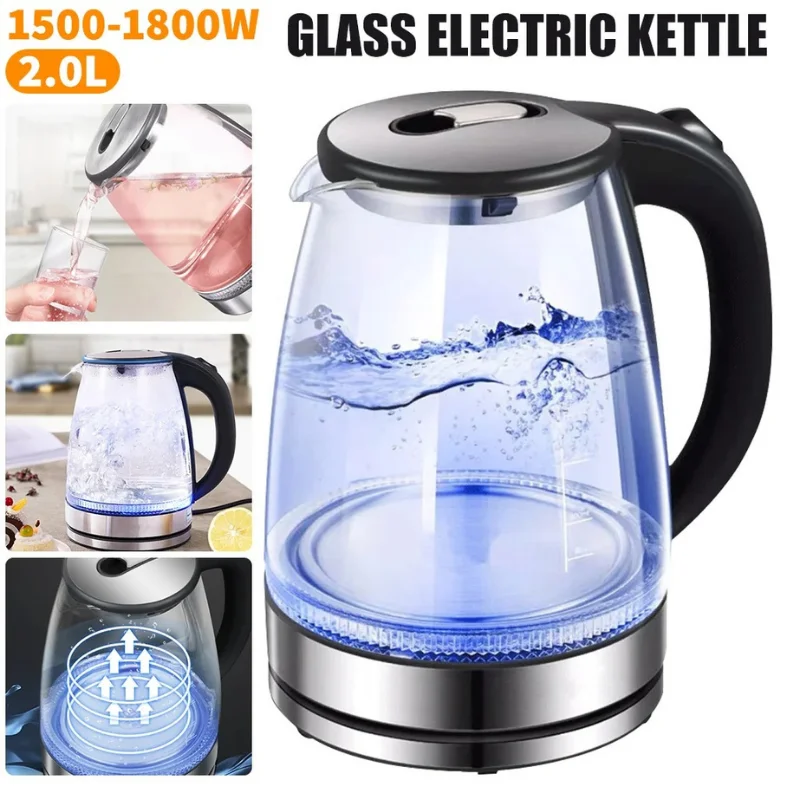 2.0L Glass Electric Kettle - 1500-1800W Fast Boil & LED Illumination - Image 4