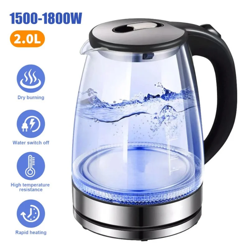 2.0L Glass Electric Kettle - 1500-1800W Fast Boil & LED Illumination7
