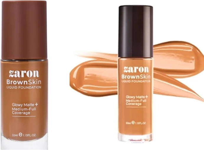 Zaron BrownSkin Liquid Foundation – Glowy Matte + Medium-Full Coverage2