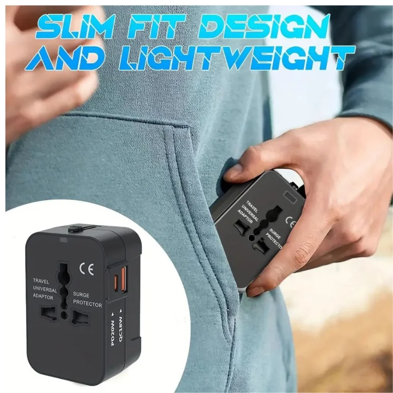 Universal All-in-One Travel Power Adapter - Global Compatibility & USB Ports3