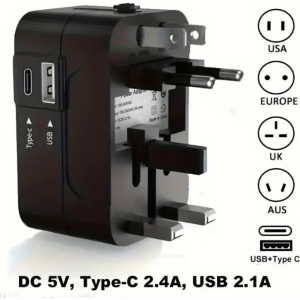 Universal All-in-One Travel Power Adapter - Global Compatibility & USB Ports