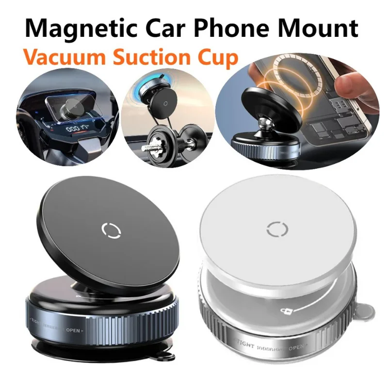 Magnetic Car Phone Mount - Suction Cup & 360° Rotation