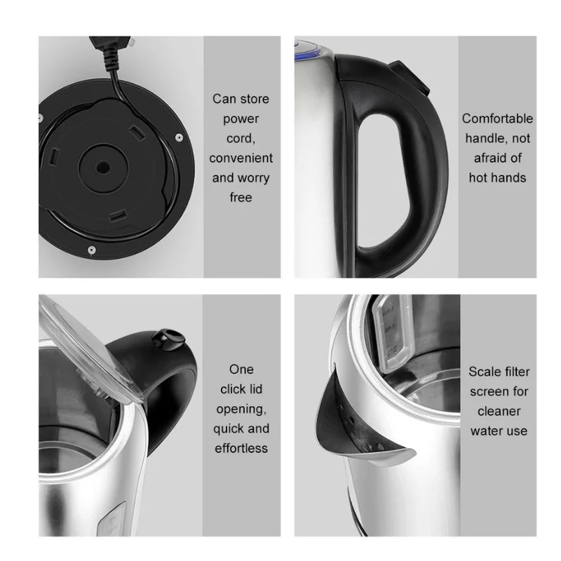 Stainless Steel Electric Kettle - 1.7L Fast Boil & LED Indicator4