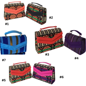 Artisan Geometric Woven Textile & Vegan Leather Collection - Structured Totes and Crossbody Bags