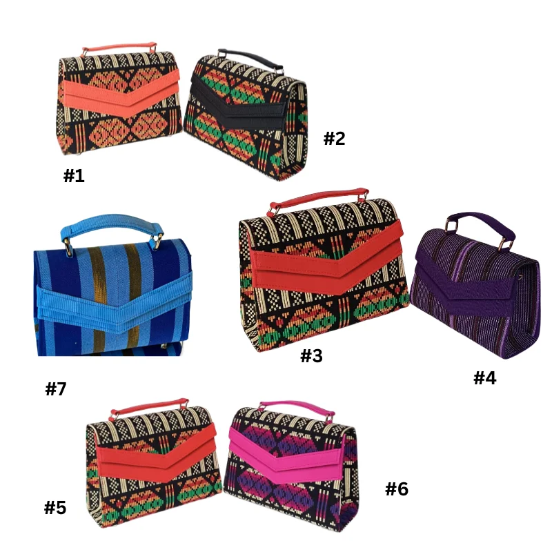 Artisan Geometric Woven Textile & Vegan Leather Collection - Structured Totes and Crossbody Bags