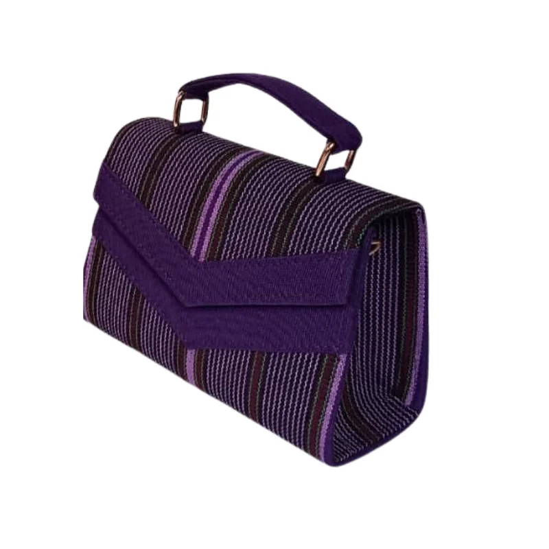 Artisan Geometric Woven Textile & Vegan Leather Collection - Structured Totes and Crossbody Bags4