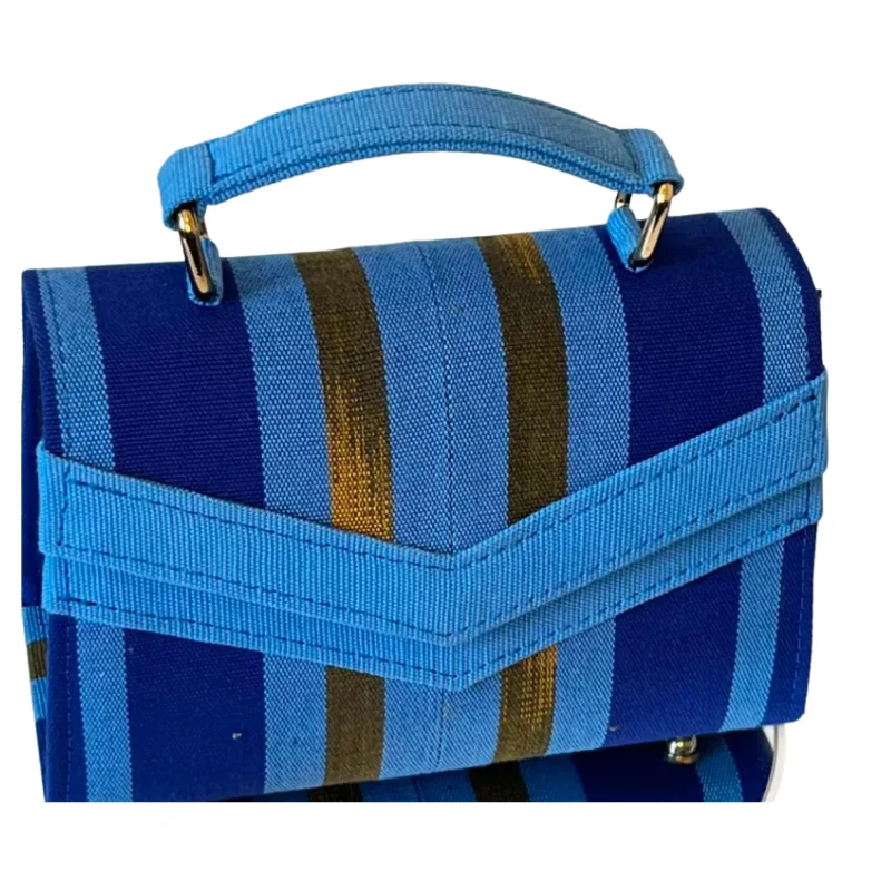 Artisan Geometric Woven Textile & Vegan Leather Collection - Structured Totes and Crossbody Bags5