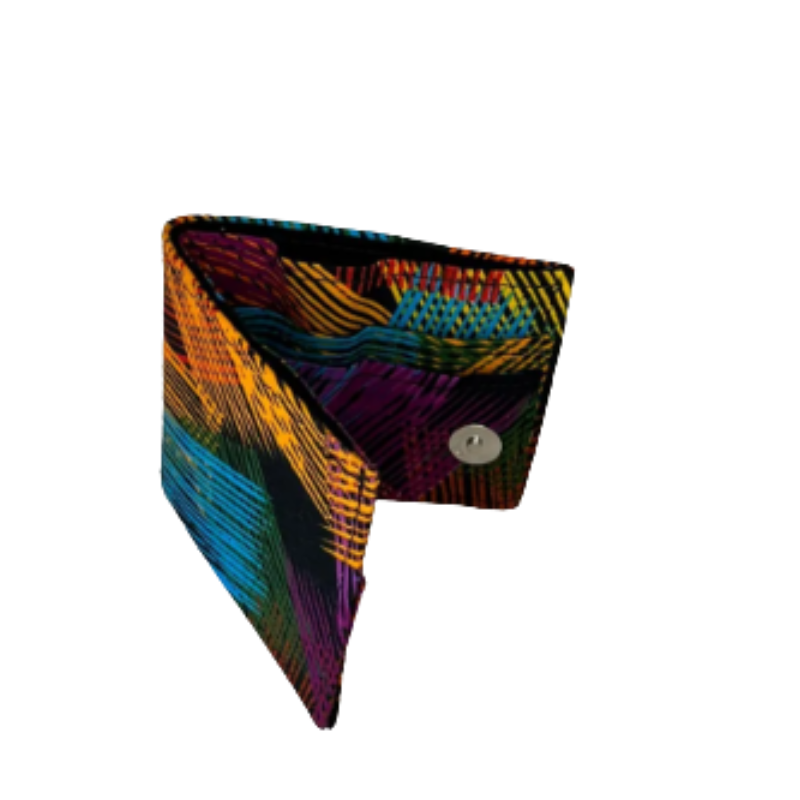 Vibrant Abstract Geometric Print Bifold Wallet | Unique Fabric with Snap Closure2