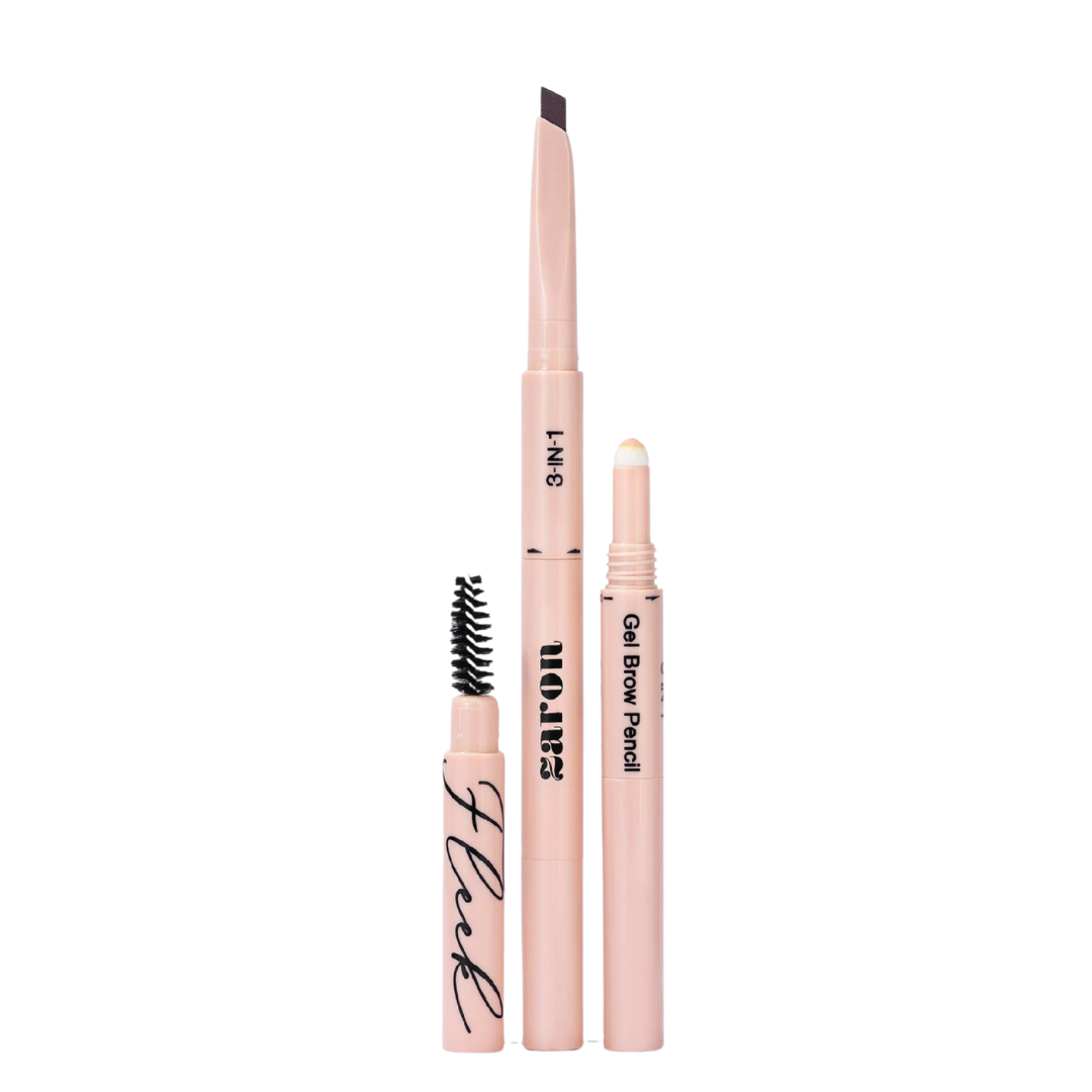 ZARON Gel Brow Pencil 3-in-1 (Flerk) - Sculpt, Define, Highlight & Set Eyebrows (Micro-Pencil, Spoolie & Concealer)