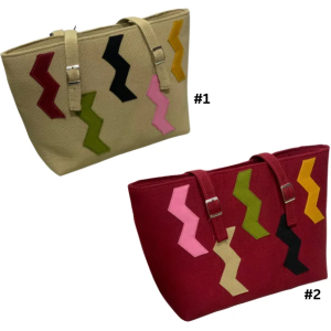 Dupe Tote Bag - Maroon Handbag with Multicolored Shapes