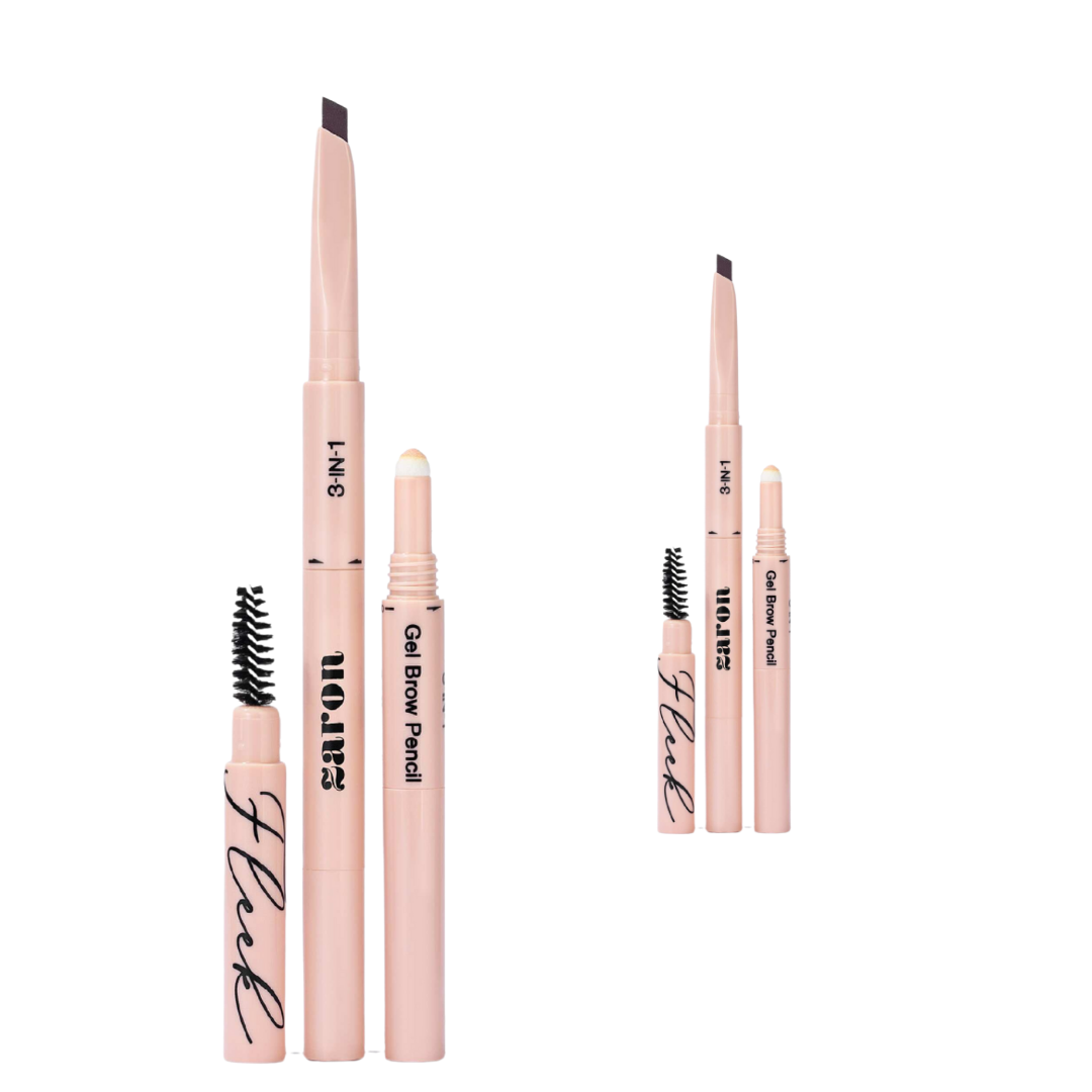 ZARON Gel Brow Pencil 3-in-1 (Flerk) - Sculpt, Define, Highlight & Set Eyebrows (Micro-Pencil, Spoolie & Concealer)1