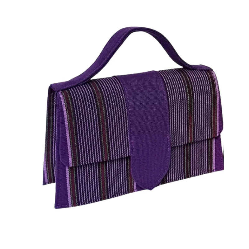 Stripe Woven Clutch - Structured Top-Handle Fabric Evening Bag1