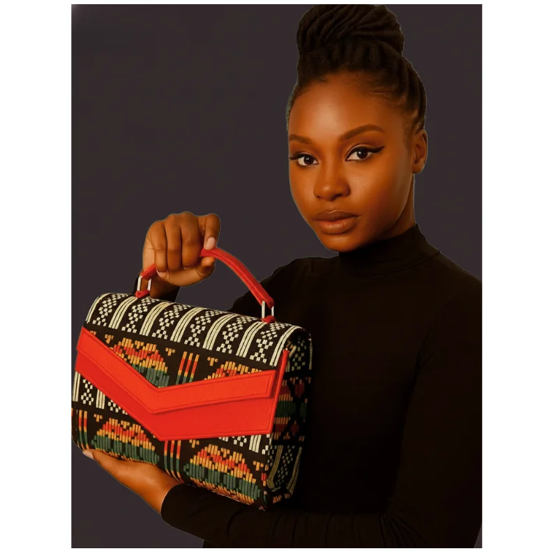 Yetty Striped Woven Textile & Vegan Leather Collection - Structured Totes and Crossbody Bags - Image 9