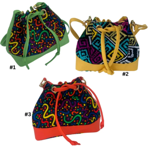 Vibrant Artisan Textile & Vegan Leather Handbag Collection - Ethnic Print Totes and Drawstring Bucket Bags