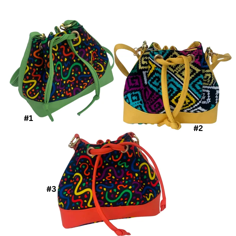 Vibrant Artisan Textile & Vegan Leather Handbag Collection - Ethnic Print Totes and Drawstring Bucket Bags