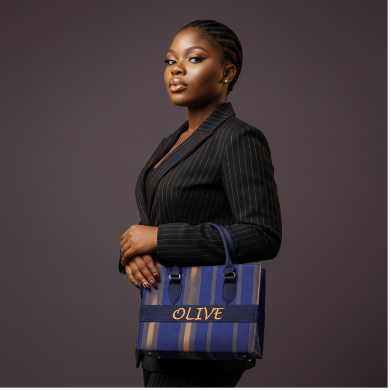 Cherry Multi-Stripe Woven Tote Bag with Embroidery Accent - Artisan Fabric Handbag3