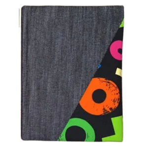 Handmade Retro Geometric A5 Notebooks – 90s Memphis Style Denim & Neon Hardcover Journals for Sketching, Journaling, and Gifting