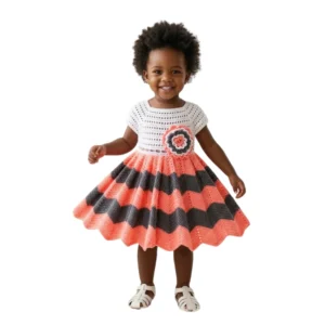 Handmade Crochet Baby Dress – Knit Party Gown1