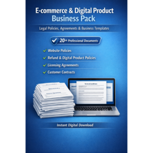 E-commerce & Digital Product Business Pack – Complete Legal Policies, Agreements & Online Business Templates (20+ Documents)
