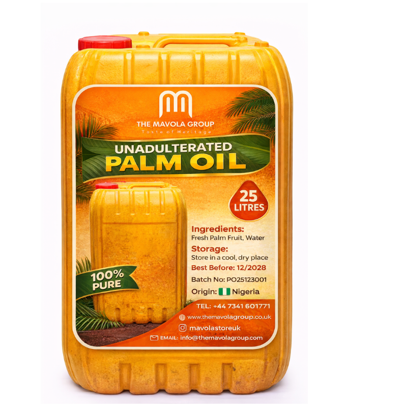 Mavola Premium Red Palm Oil – 100% Pure & Unadulterated Nigerian Palm Oil - 20 Liter
