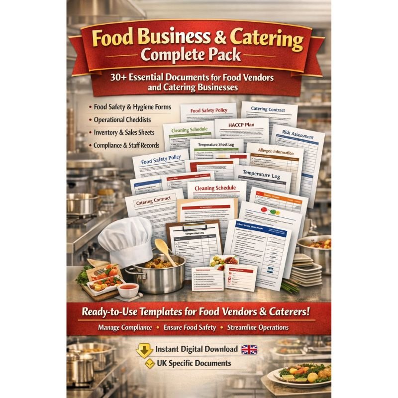 Food Business & Catering Complete Pack – 30+ Essential Documents for Food Vendors and Catering Businesses