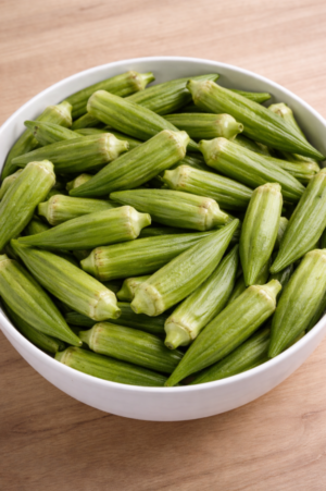 Bowl of Fresh Nigerian Okra (Okro) Pods – Premium Whole Okra for Authentic African Cooking