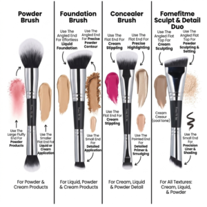 Flawless Finish Dual-Ended Makeup Brush – Precision Powder & Sculpting Blender
