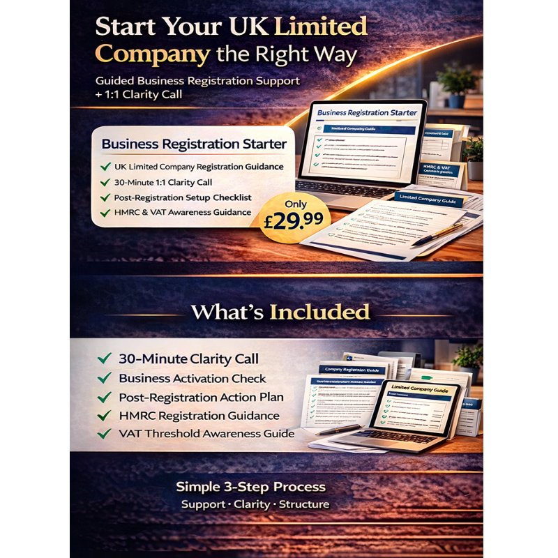 Business Registration Starter – UK Limited Company Registration Support + 1:1 Clarity Call