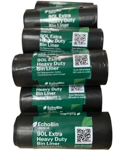EchoBin 90L Extra Heavy Duty Black Bin Liners | 100 Bags Trade Carton | CHSA Certified Bulk Pack