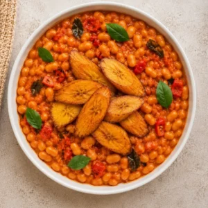 Bean pottagea and plantain