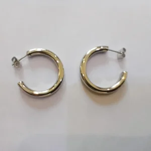 Waterproof 18k Gold Plated Silvertone C-Hoop Earrings UK