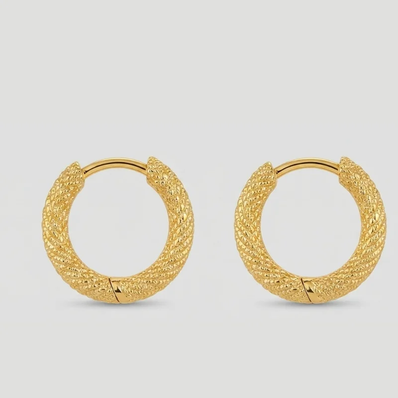 Waterproof 18k Goldtone Huggie Hoop Earrings Online - Tarnish-Resistant Hoops - Image 2