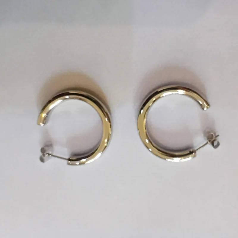 Waterproof 18k Gold Plated Silvertone C-Hoop Earrings UK, Tarnish Resistant - Image 2