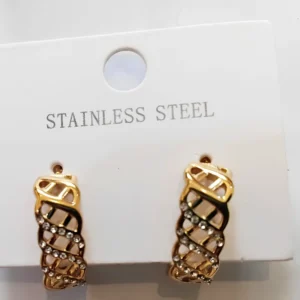 Waterproof 18k Goldtone Cutout Rhinestone Earrings UK
