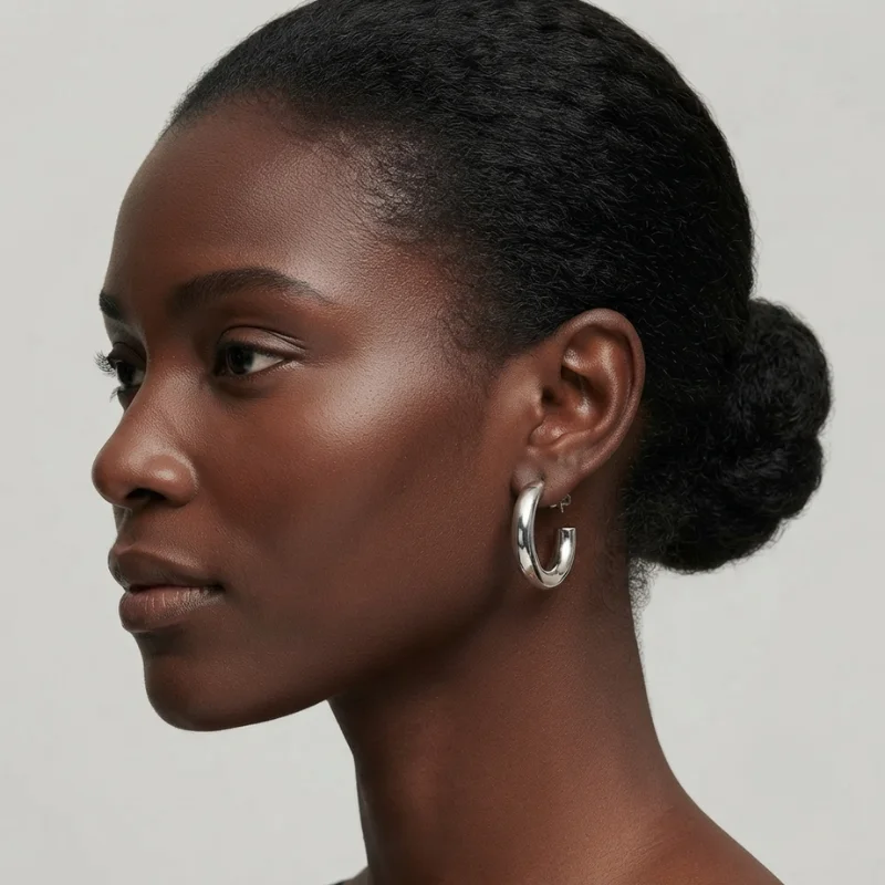 Waterproof 18k Gold Plated Silvertone C-Hoop Earrings UK, Tarnish Resistant - Image 5