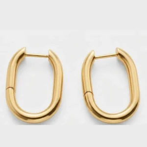 Waterproof 18k Goldtone Oval Hoop Earrings UK