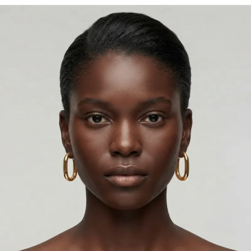 Waterproof 18k Goldtone Oval Hoop Earrings UK, Tarnish-Resistant Huggie Hoops - Image 4