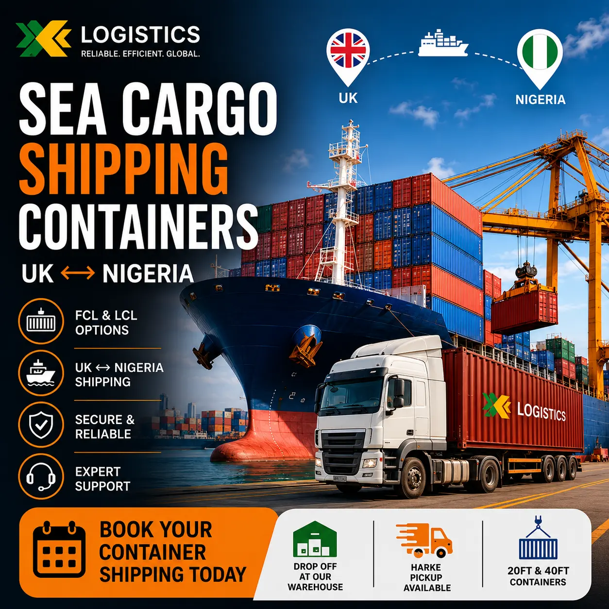 Book Sea Cargo Shipping Container UK to Nigeria