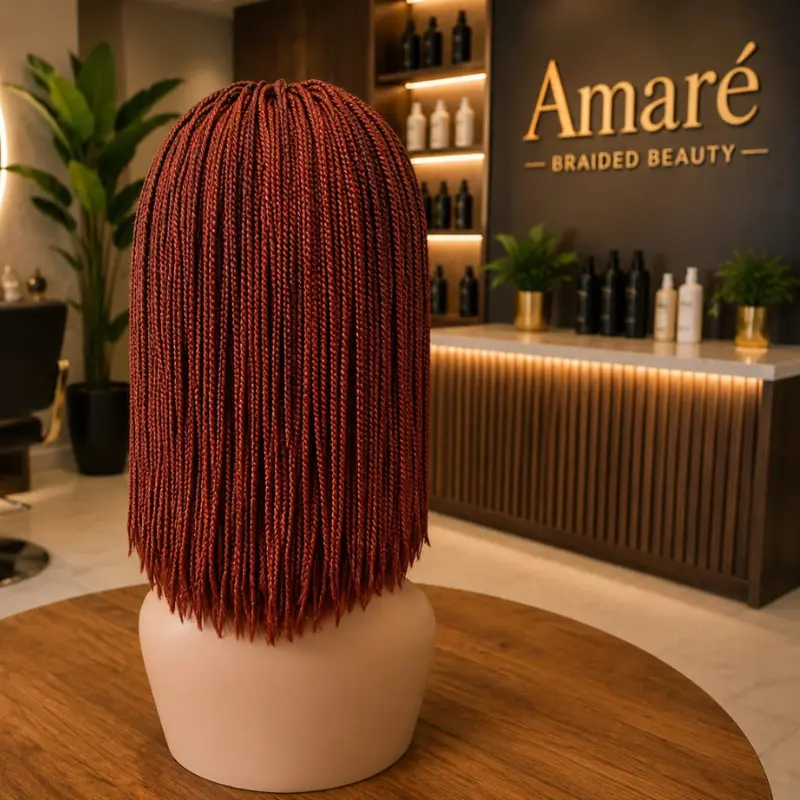 Braided Bone Straight Bob Wig, Lace Front Style - Image 6