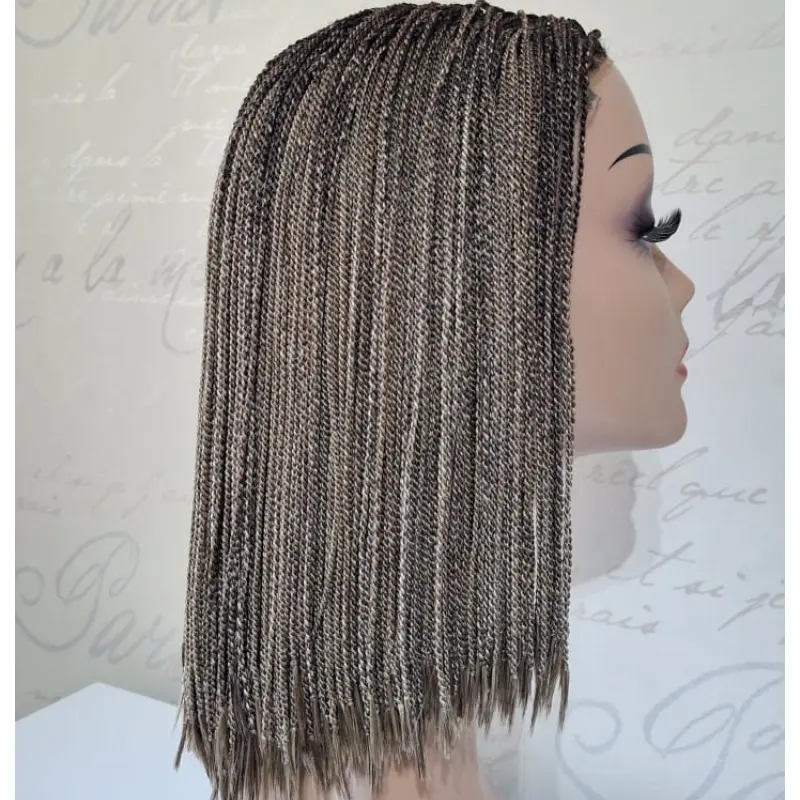 Braided Bone Straight Bob Wig, Lace Front Style - Image 3