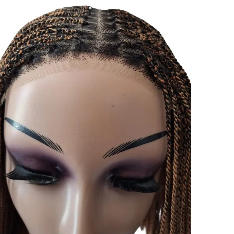 Braided Bone Straight Bob Wig, Lace Front Style - Image 7