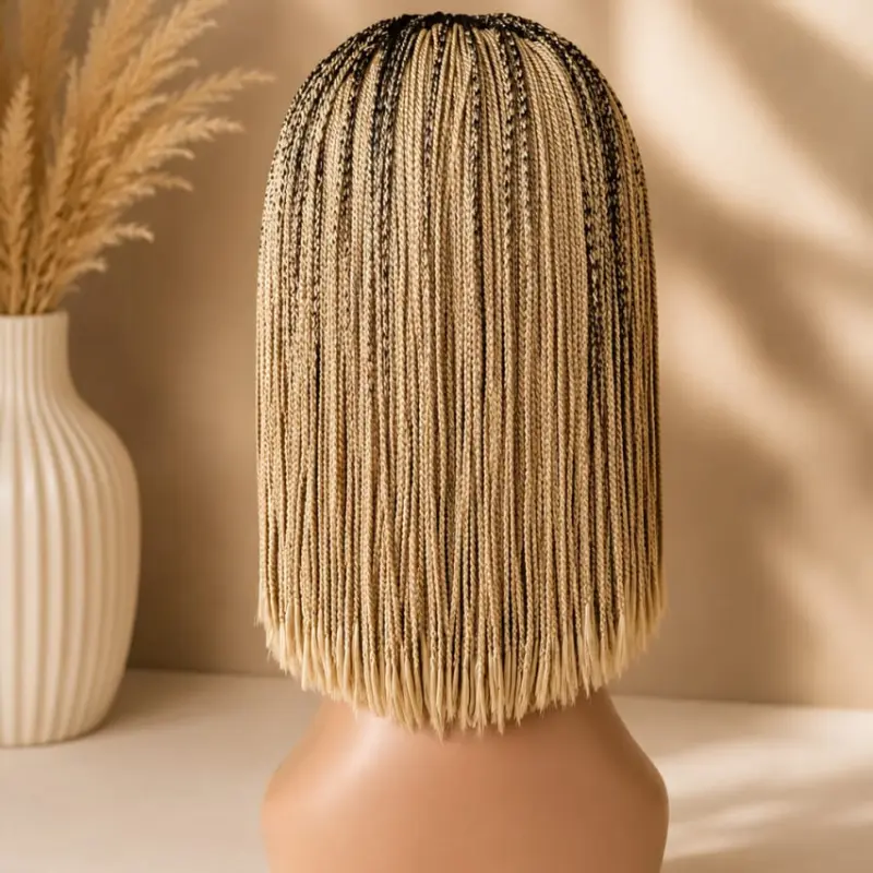Braided Bone Straight Bob Wig, Lace Front Style - Image 8