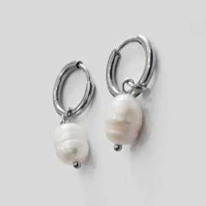Waterproof 18k Silvertone Huggie Hoop Earrings UK