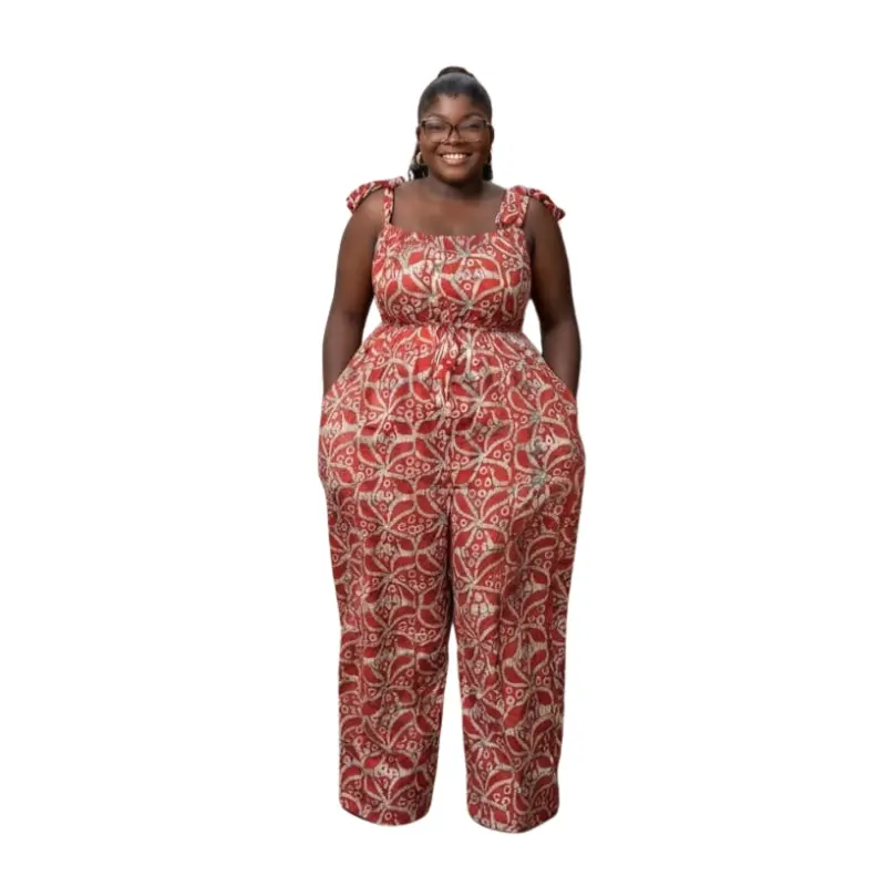 Elegant Adire Wide-Leg Jumpsuit for Women | One Size - Image 2