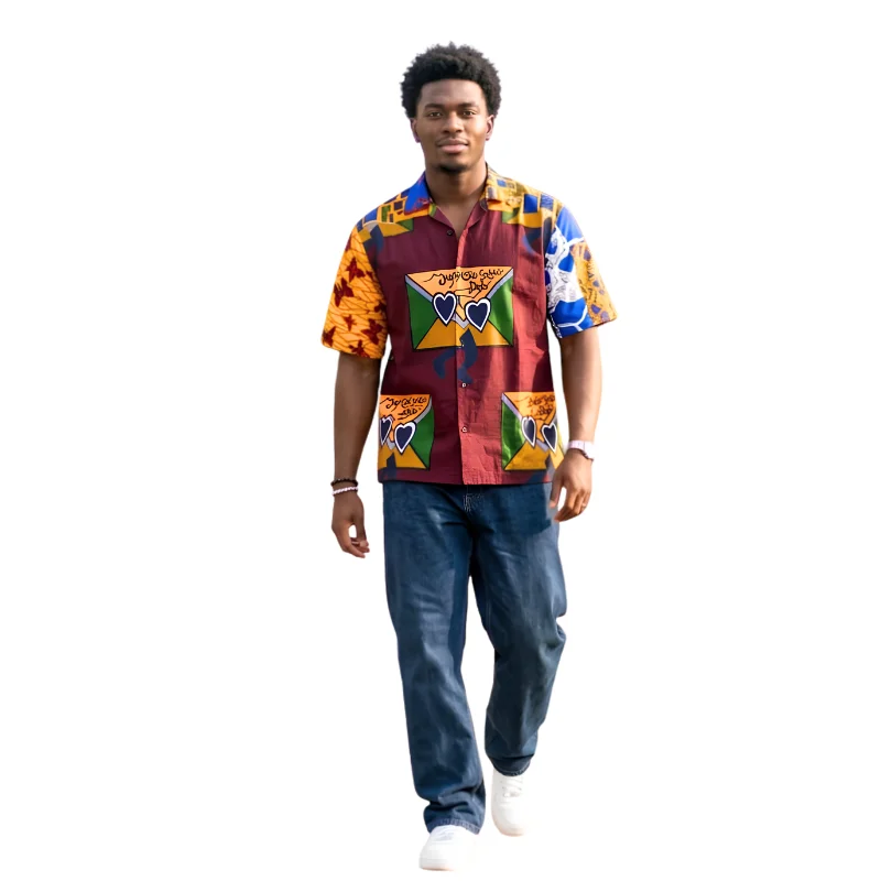 Unisex African Print Short-Sleeve Shirt UK - Image 2