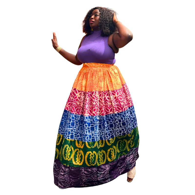 Multi-Color Maxi Skirt, Ankara Long Skirt for Women - Image 2