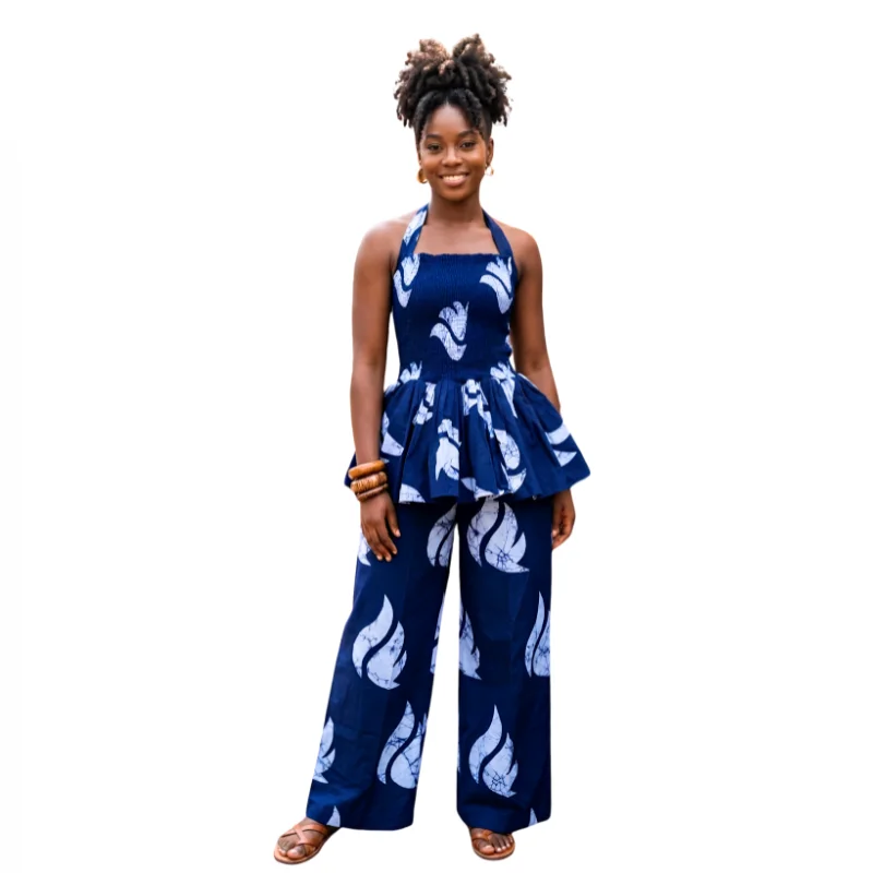 Peplum Top and Wide Leg Pants Set, Two-Piece Summer Outfit - Image 2
