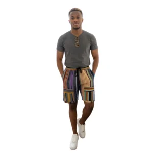 Men's Striped Aso-Oke Shorts Online