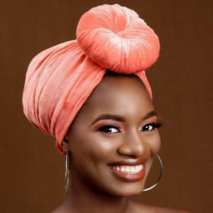 Chic Peach Velvet Donut Top-Knot Turban | Pre-Tied Plush African Headwrap
